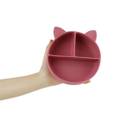 Grade Alimentar Silicone Bebê Gato Dividido Placa de Alimentação Taça Cartoon Fox pratos Sucção