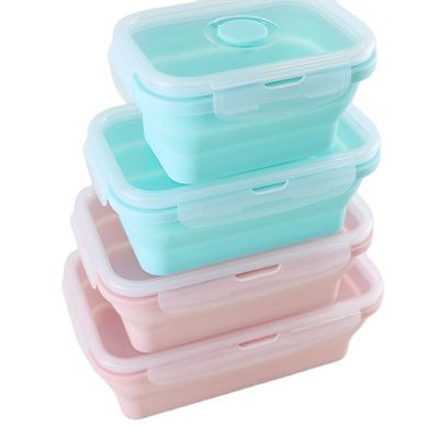 Sustentável dobrável da lancheira dobrável do silicone do produto comestível com tampa