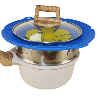 O dobro de Pan Lid Cover Reusable With do silicone do produto comestível pendura cozinhando