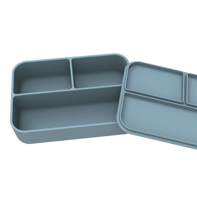 Customize logotipo portátil de silicone rectangular recipiente de alimentos caixa Bento com tampa 3 rede