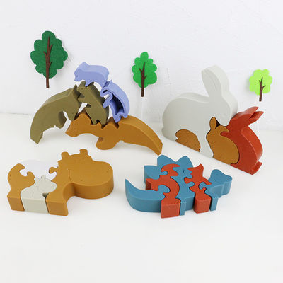 Silicone e brinquedos animais estando de madeira da criança do enigma do hipopótamo do enigma de serra de vaivém para o jogo da criança