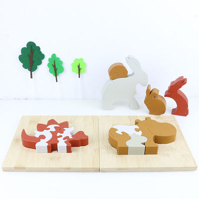 Silicone e brinquedos animais estando de madeira da criança do enigma do hipopótamo do enigma de serra de vaivém para o jogo da criança