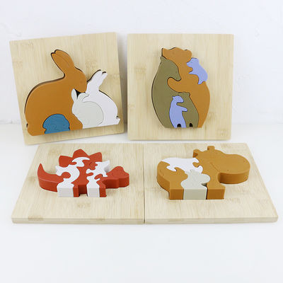 Silicone e brinquedos animais estando de madeira da criança do enigma do hipopótamo do enigma de serra de vaivém para o jogo da criança
