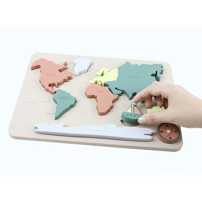 Mapa do Mundo Continentes e Oceanos Silicone Puzzle Bebê Presente Montessori Educativo