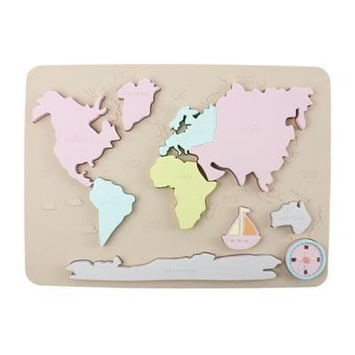 Mapa do Mundo Continentes e Oceanos Silicone Puzzle Bebê Presente Montessori Educativo