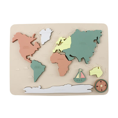 Mapa do Mundo Continentes e Oceanos Silicone Puzzle Bebê Presente Montessori Educativo