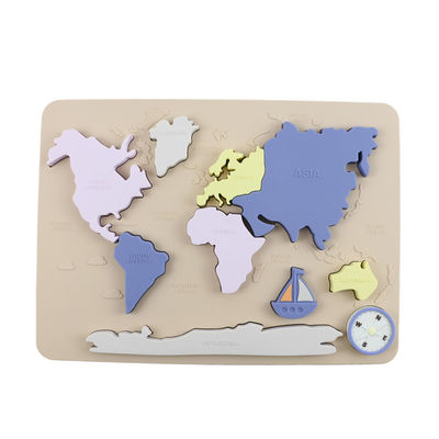 Mapa do Mundo Continentes e Oceanos Silicone Puzzle Bebê Presente Montessori Educativo