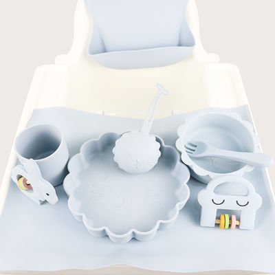 O bebê por atacado Geschirr conduziu desmamar o produto de alimentação do grupo dos utensílios de mesa do bebê do silicone da placa da bacia da colher da bacia da colher do babador do silicone
