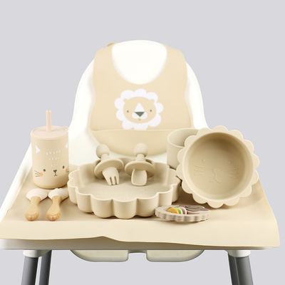 O bebê por atacado Geschirr conduziu desmamar o produto de alimentação do grupo dos utensílios de mesa do bebê do silicone da placa da bacia da colher da bacia da colher do babador do silicone
