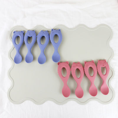 Colher nova do silicone do produto comestível de colher do bebê da chegada com as crianças amigáveis de Eco da criança que alimentam a bebê a colher animal do silicone do estilo