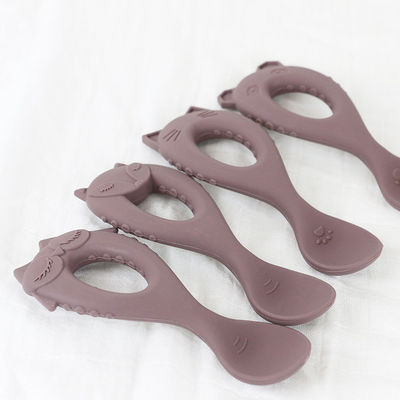 Colher nova do silicone do produto comestível de colher do bebê da chegada com as crianças amigáveis de Eco da criança que alimentam a bebê a colher animal do silicone do estilo