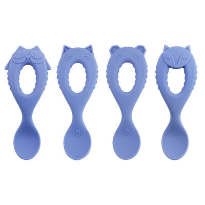 Colher nova do silicone do produto comestível de colher do bebê da chegada com as crianças amigáveis de Eco da criança que alimentam a bebê a colher animal do silicone do estilo