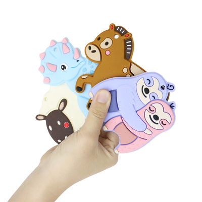 Bebê colorido silicone personalizado Teether com cavalo Dino Shape dos carneiros