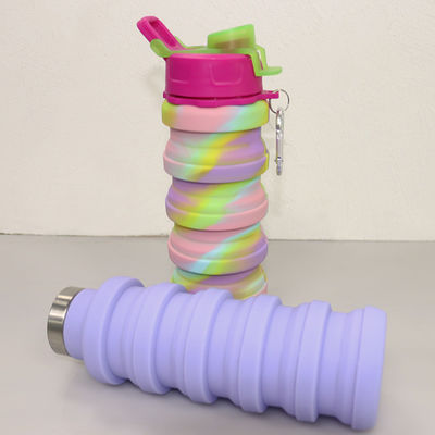 Delicado 500Ml dobrável da garrafa de água do silicone do ODM do OEM para correr