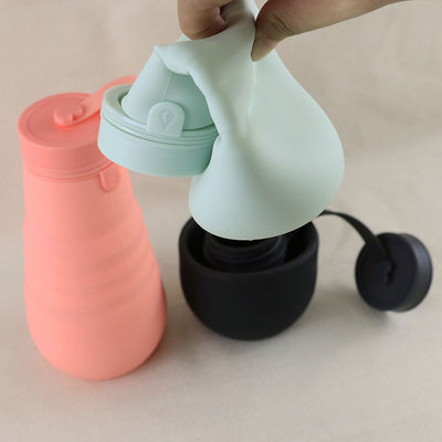 Delicado 500Ml dobrável da garrafa de água do silicone do ODM do OEM para correr