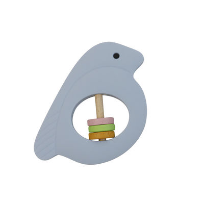 Chocalho do bebê do silicone da forma do pássaro com material amigável de Eco da multi cor