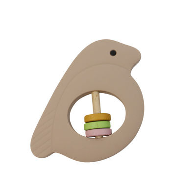 Chocalho do bebê do silicone da forma do pássaro com material amigável de Eco da multi cor