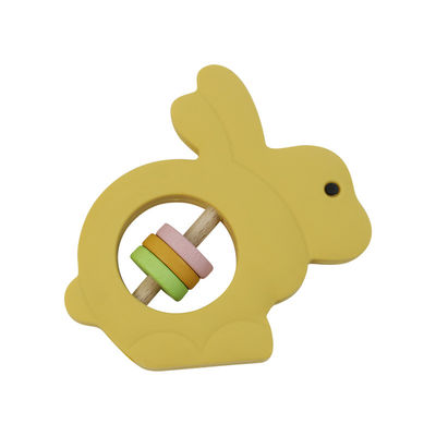 Os brinquedos amigáveis do bebê do silicone de Eco chocalham a forma do coelho para a criança