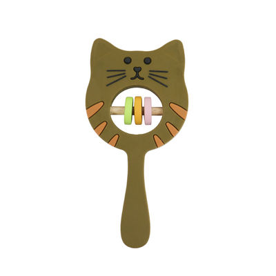 Chocalho Teether de Kitty Shape Food Grade Silicone para a criança do bebê