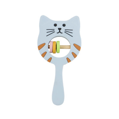 Chocalho Teether de Kitty Shape Food Grade Silicone para a criança do bebê