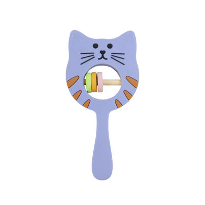 Chocalho Teether de Kitty Shape Food Grade Silicone para a criança do bebê