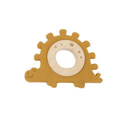 Punho de madeira dos brinquedos das multi crianças do silicone da cor para o infante