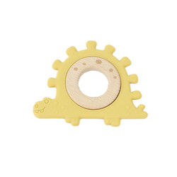 Punho de madeira dos brinquedos das multi crianças do silicone da cor para o infante