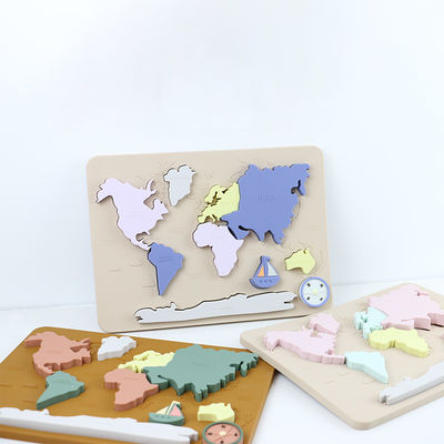 Enigma personalizado mapa do mundo do bebê do silicone para crianças Montessori educacional