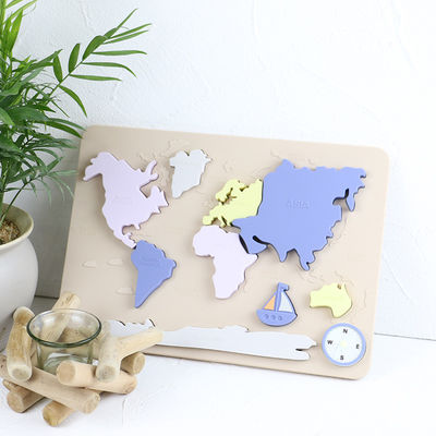 Enigma personalizado mapa do mundo do bebê do silicone para crianças Montessori educacional