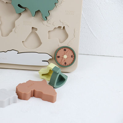 Enigma personalizado mapa do mundo do bebê do silicone para crianças Montessori educacional