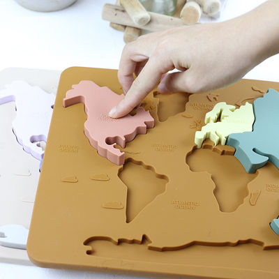 Enigma personalizado mapa do mundo do bebê do silicone para crianças Montessori educacional