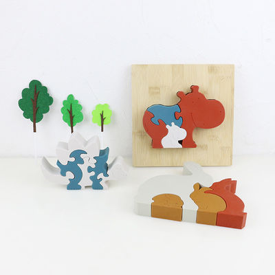Personalize o enigma do silicone, enigmas de serra de vaivém 3D infantis com base de bambu de madeira