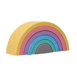 O silicone macio personalizado brinca o arco-íris que empilha para o bebê educacional