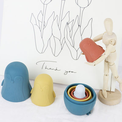 Mastigar silicone Pinguim brinquedo de empilhamento de silicone bebê brinquedos de silicone empilhamento para crianças