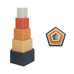 Silicone educacional da criança que empilha blocos com forma da flor do coração da estrela