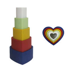 Silicone educacional da criança que empilha blocos com forma da flor do coração da estrela