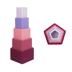 Silicone educacional da criança que empilha blocos com forma da flor do coração da estrela