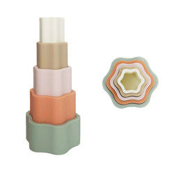 Silicone educacional da criança que empilha blocos com forma da flor do coração da estrela