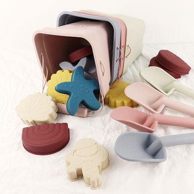 Os brinquedos unisex do silicone do bebê, cubeta da praia do silicone ajustaram-se com personalizam o logotipo