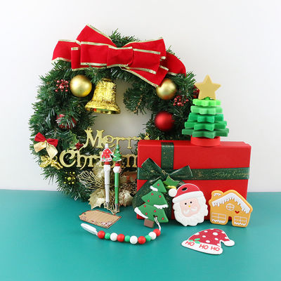 Brinquedos livres do silicone do bebê de BPA, empilhador da árvore de Natal para crianças Teether