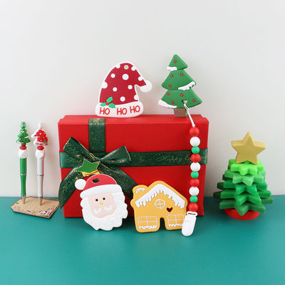 Brinquedos livres do silicone do bebê de BPA, empilhador da árvore de Natal para crianças Teether
