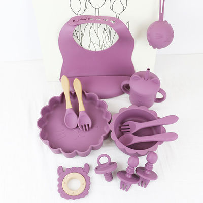 produtos de silicone personalizados Alimentos Grade de silicone alimentação Conjunto de desenhos animados gato estilo silicone alimentação do bebê