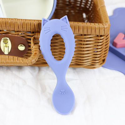 Conjunto de louça de silicone em forma de gato, prato de silicone dividido em forma de gato, colher em forma de gato, não tóxico, livre de BPA.