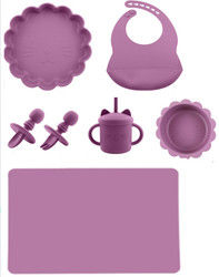 Conjunto de jantar de silicone de cor PANTONE personalizado 5 Pcs Conjunto de sucção de silicone de desmame de qualidade alimentar Material OEM ODM