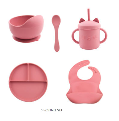 Conjunto não tóxico de silicone para alimentação do bebê, suporte para bonecos de silicone, bib e prato de silicone, com logotipo personalizado