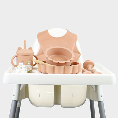 5 PCes deslizam não o silicone de alimentação do bebê ajustaram BPA impermeável livre para crianças