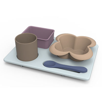 Os multi utensílios de mesa funcionais do silicone ajustaram-se inquebrável para crianças das crianças