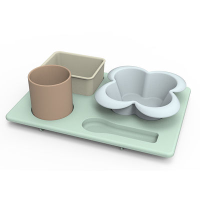 Os multi utensílios de mesa funcionais do silicone ajustaram-se inquebrável para crianças das crianças