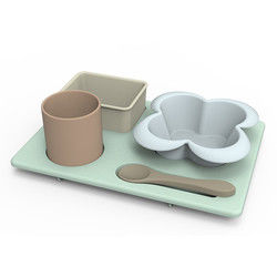 Os multi utensílios de mesa funcionais do silicone ajustaram-se inquebrável para crianças das crianças