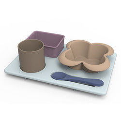 Os multi utensílios de mesa funcionais do silicone ajustaram-se inquebrável para crianças das crianças